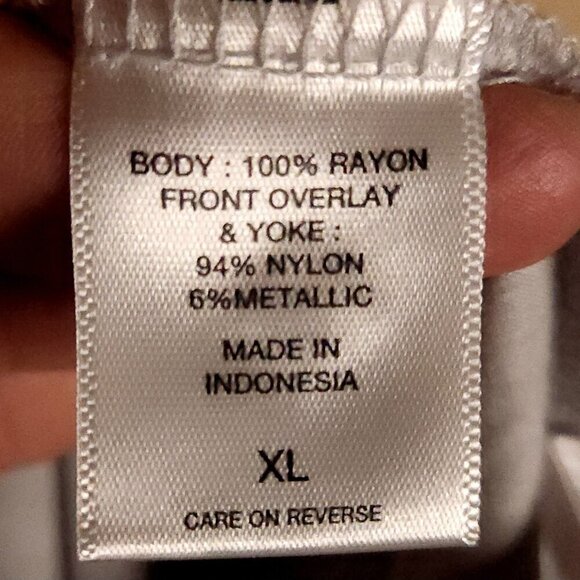 SOHO Jeans New York & Company Silver Grey Short Sleeve Lace Knit Top XL - Picture 6 of 7